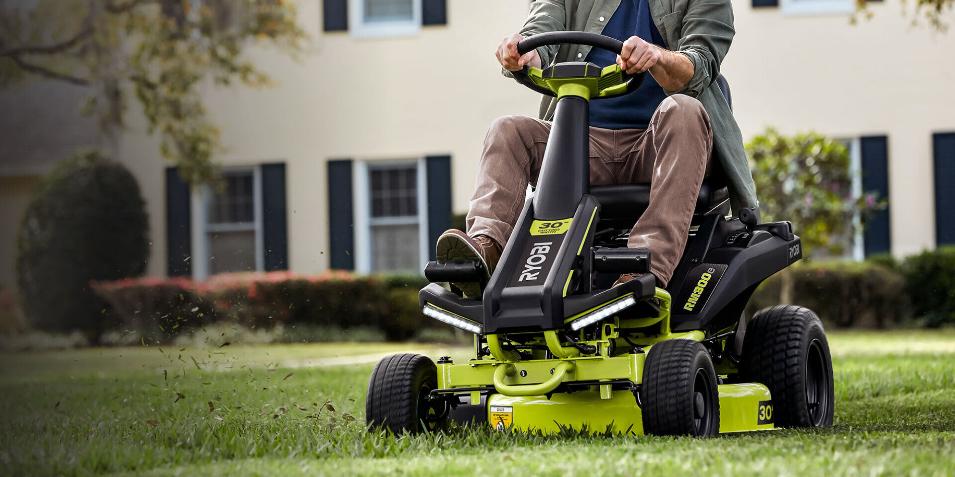 Ryobi electric riding lawn deals mower 30 inch